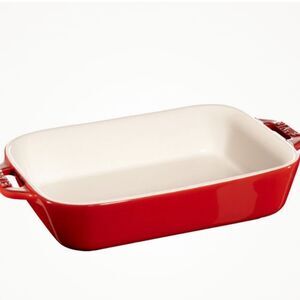 Staub 1.25 QT. Ceramic Rectangular Gratin Dish- Cherry